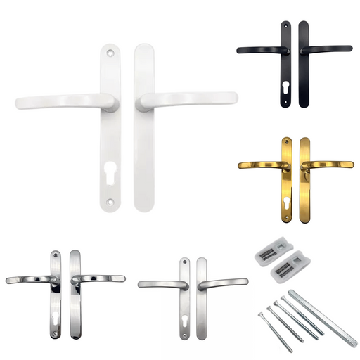 External Blank Lever/Lever uPVC Door Handles – 92mm PZ, Sprung, 215mm Screw Centres for Multipoint Locks