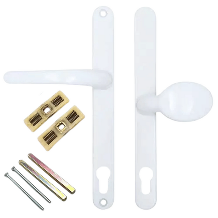 Offset Lever/Pad uPVC Multipoint Door Handles – 117mm/86mm PZ – 237mm Screw Centres – Sprung