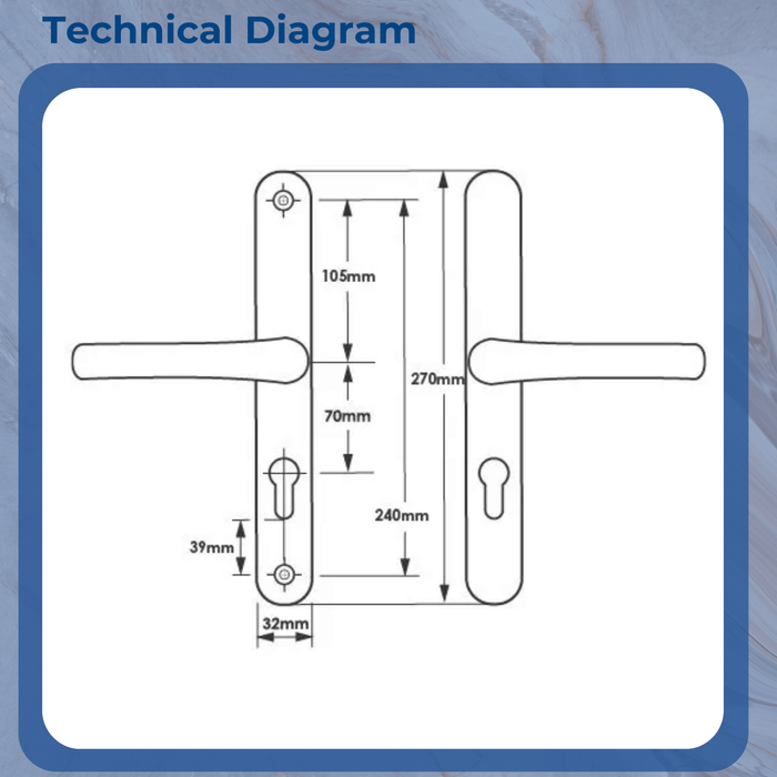 Sprung Lever/Lever uPVC Door Handles – 70mm PZ – 240mm Screw Centres – Multipoint Lock Compatible