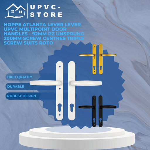 Hoppe Atlanta Lever Lever UPVC Multipoint Door Handles - 92mm PZ Unsprung 200mm Screw Centres Triple Screw Suits Roto