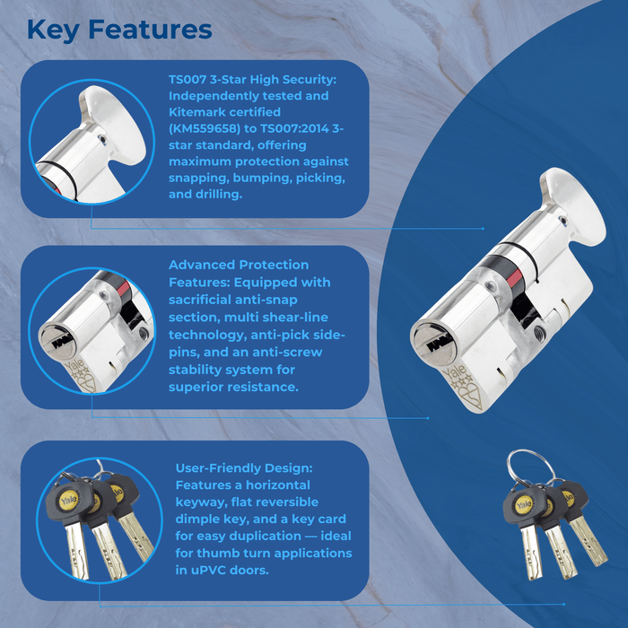 YALE Platinum Thumb Turn Cylinder Lock Anti Snap Bump High uPVC Door Euro Barrel