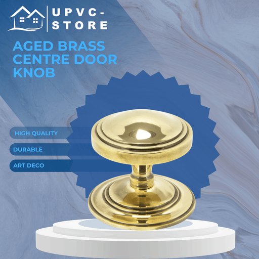 Aged Brass Art Deco Centre Door Knob