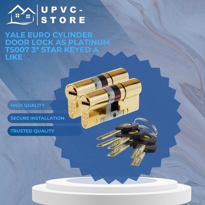 Yale Euro Cylinder Door Lock AS Platinum TS007 3* Star Keyed A Like