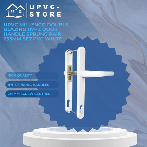 UPVC Millenco Double Glazing 117pz Door Handle Sprung Pair 235mm Set PVC
