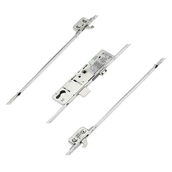 ERA Multipoint Door Lock – Split Spindle with 2 Small Hooks & Latch Deadbolt (730mm Top Hook to Spindle) – Option 2