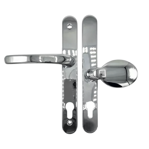 UPVC Offset Lever/Pad Multipoint Door Handles – 95mm/65mm PZ – 200mm Screw Centres – Sprung