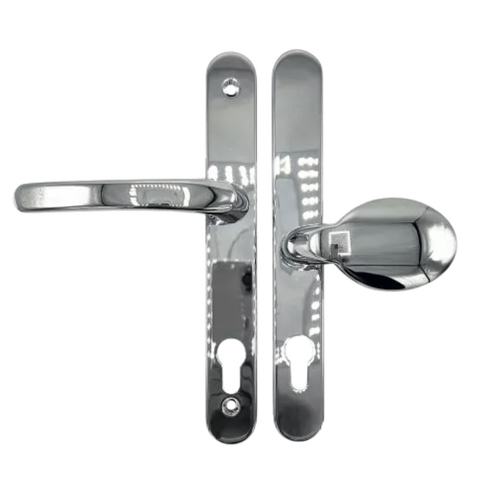 UPVC Offset Lever/Pad Multipoint Door Handles – 95mm/65mm PZ – 200mm Screw Centres – Sprung