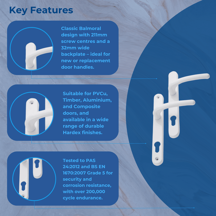 Fab Fix Balmoral UPVC Lever Door Handles 92pz 211mm Screw Centres