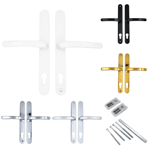 Sprung Lever/Lever uPVC Door Handles – 92mm PZ, 240mm Screw Centres, 270mm Backplate for Multipoint Locks