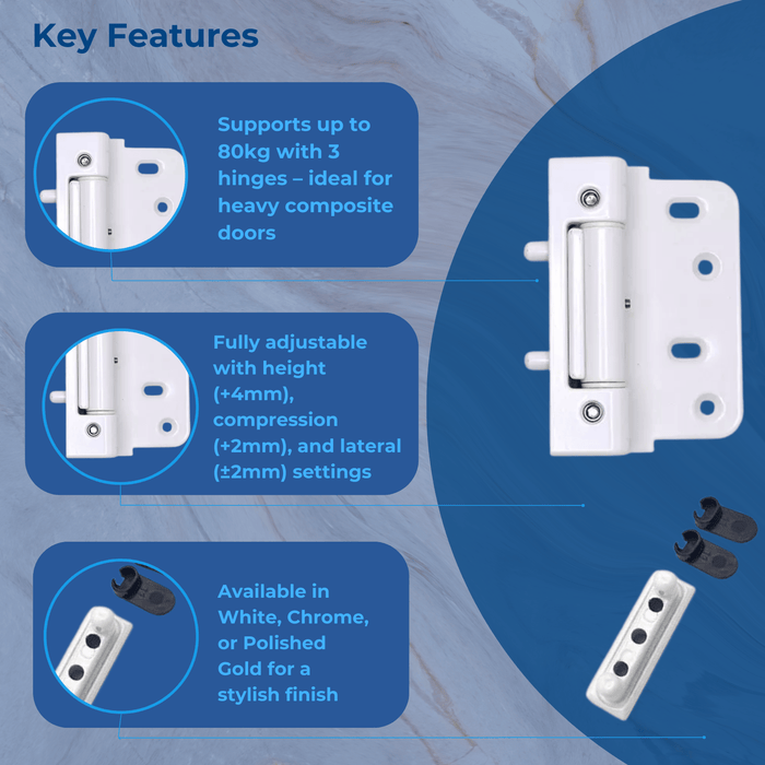 High-Performance Ideal Composite Door Hinge – Adjustable and Durable Design