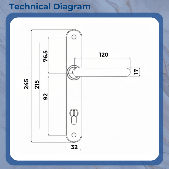 Direkt Door Handle 215mm Screw Centres, 92PZ Sprung