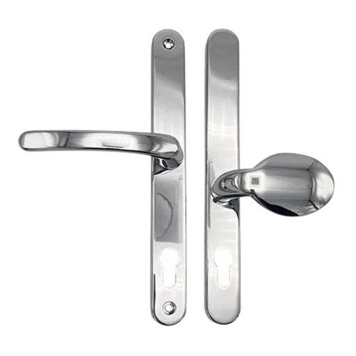 Sprung Lever/Pad Offset uPVC Multipoint Door Handles – 92mm/62mm PZ Centres – 240mm Screw Fixings