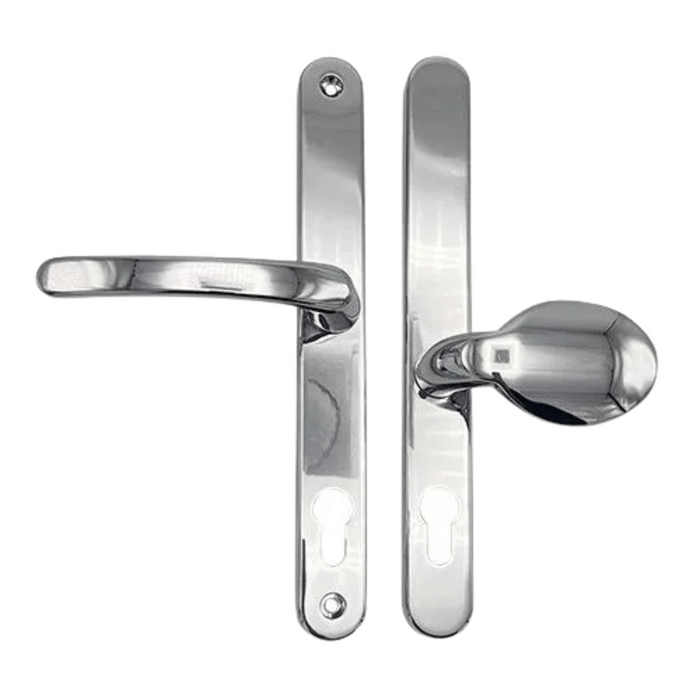 Sprung Lever/Pad Offset uPVC Multipoint Door Handles – 92mm/62mm PZ Centres – 240mm Screw Fixings