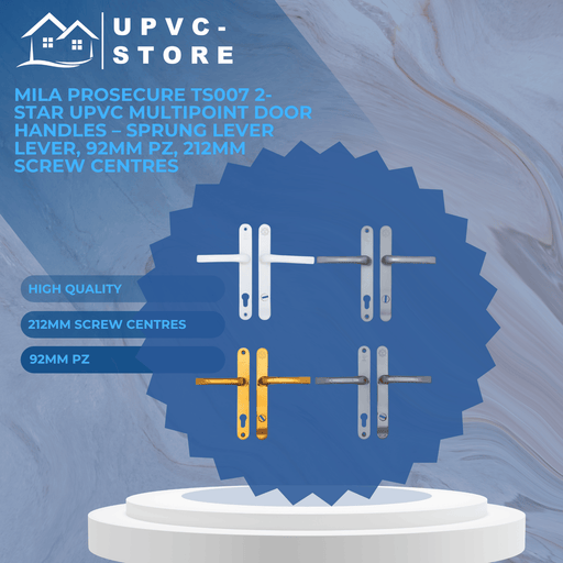 Mila ProSecure TS007 2-Star uPVC Multipoint Door Handles – Sprung Lever Lever, 92mm PZ, 212mm Screw Centres
