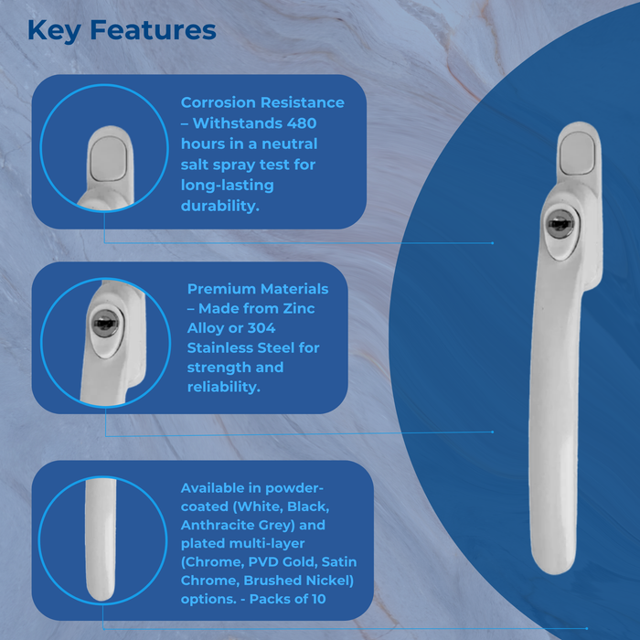 UPVC Inline Espagnolette 40mm Spindle Window Handles x10