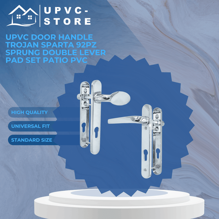 UPVC Door Handle Trojan Sparta 92PZ Sprung Double Lever Pad Set Patio PVC