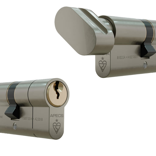 Apecs XS 1* Euro Cylinder Door Lock Dual Colour Thumb Turn uPVC Aluminium Timber Door Barrel 6 Pin 5 Keys