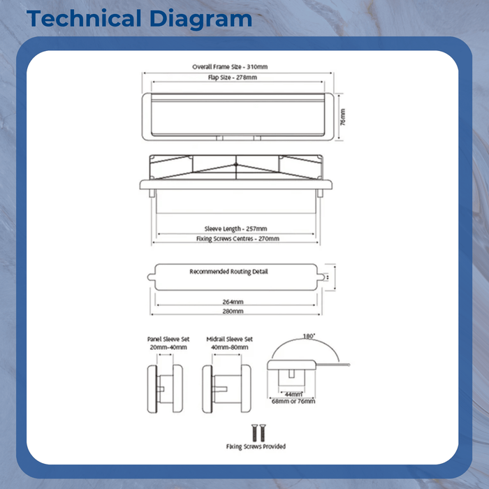 Fab Fix Nu Mail Heavy Duty 12" Inch Sprung Letter Box Plate - Chrome - For UPVC Wooden Doors