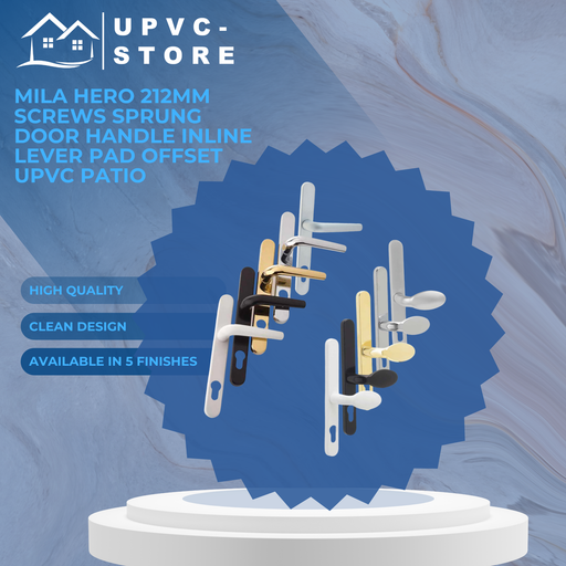 Mila Hero 212mm Screws Sprung Door Handle Inline Lever Pad Offset UPVC Patio