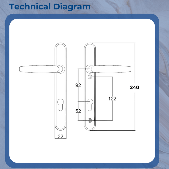 Hoppe Atlanta 240mm Backplate 122mm Screws Sprung Upvc Composite Door Handles