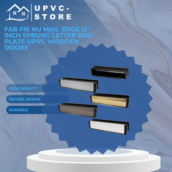 Fab Fix Nu Mail Edge 12" Inch Sprung Letter Box Plate UPVC Wooden Doors
