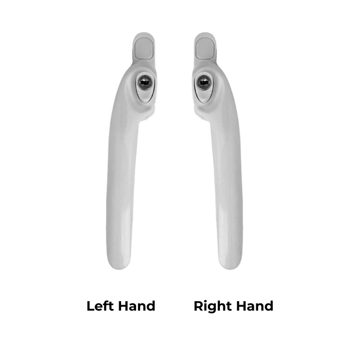 UPVC Cranked Right & Left Hand Espagnolette Window Handles 40mm Spindle 43mm Screw Centres