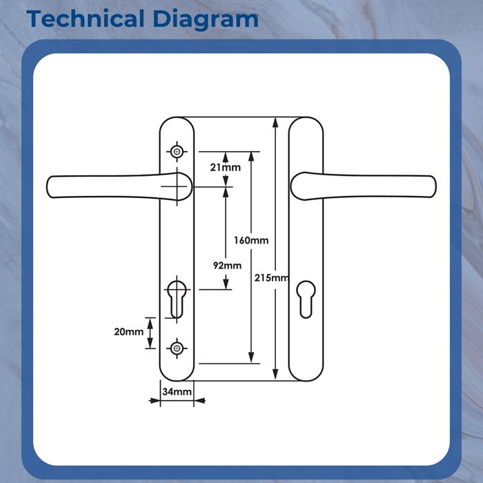 White Avocet Roto Door Handle 92pz 163mm Screw Fix Retro Replace Match