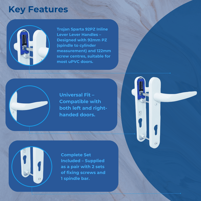 UPVC Door Handle Trojan 92PZ Sprung Double Glazing Pair Set Patio PVC