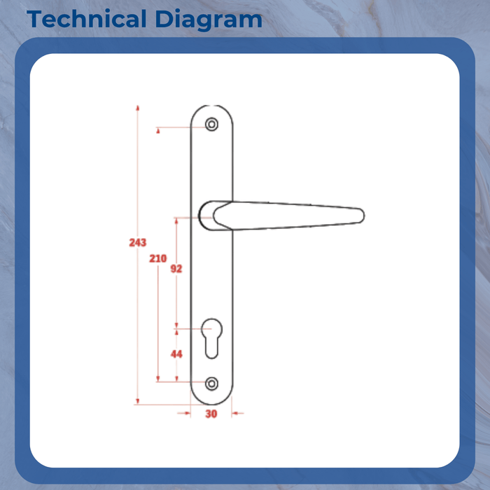Trojan Sparta PAS24 UPVC Door Handle 92MM / 212MM Secure By Design 2* Kitemark