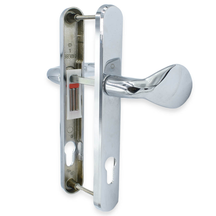 UPVC Chrome Door Handle Set 92PZ Sprung Lever Pad PVC 215mm Fix Hoppe Atlanta - - Hoppe - UPVCSTORE