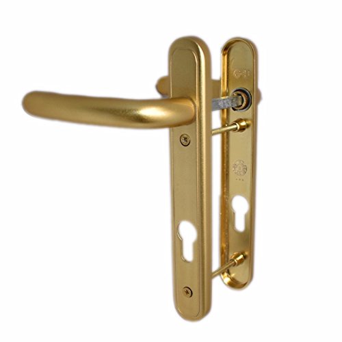 UPVC Door Handle 92mm PZ 122mm Fixing Centres Short Back Plate - Gold - - GU - UPVCSTORE