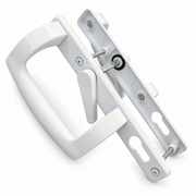 White locking patio handle pair with screws and spindle