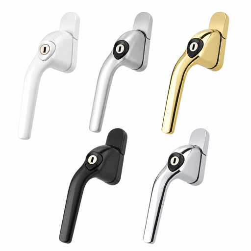 Mila ProLinea Curve cranked window handles in five finishes