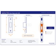 Ingenious 13mm latch infill technical drawing: 74mm length, 17.5mm width and 56mm screw centres