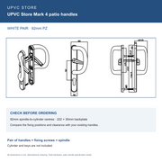 UPVC Store Mark 4 locking patio handle technical dimensions 92mm PZ