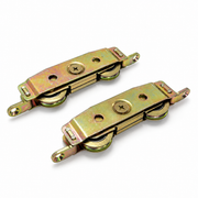 Underside view of the two patio door roller assemblies