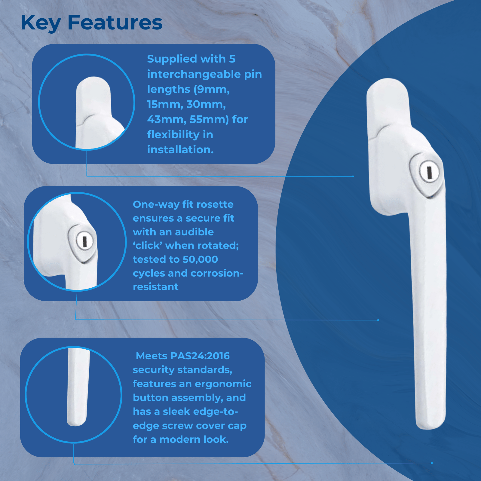 UPVC Universal Inline Window Handle Double Glazing Espag Lock Smart Sp ...