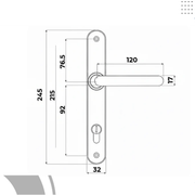 uPVC Door Handle 215mm Screw Centres 92PZ Sprung - Super Express