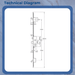 ERA Multipoint Door Lock – Split Spindle with 2 Small Hooks & Latch Deadbolt (730mm Top Hook to Spindle) – Option 2