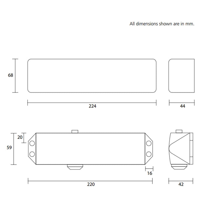 Rutland Fire Rated TS.3204 Door Closer Finished in Polished Brass - Size EN 3-4