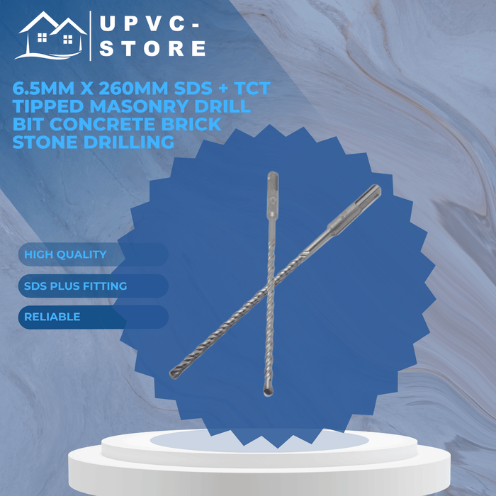 6.5mm x 260mm SDS + TCT tipped masonry drill bit concrete brick stone drilling