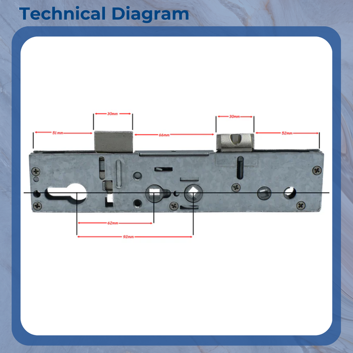 Lockmaster Replacement 35mm Gearbox Double Spindle