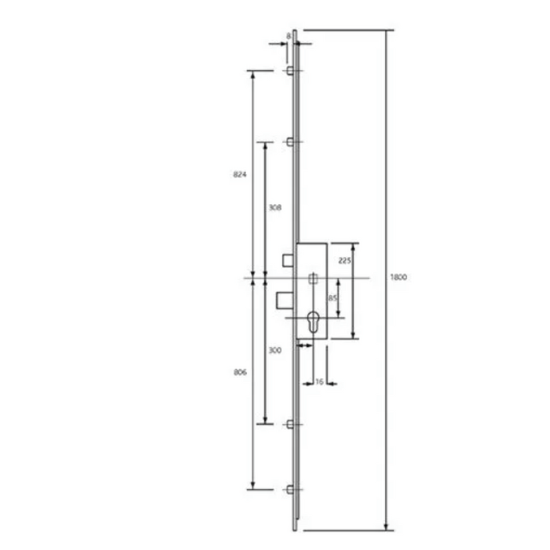 Accado Style Latch Deadbolt 4 Roller Multipoint Door Lock 85PZ