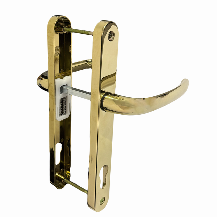 UPVC Double Glazing 92PZ 210mm Screw Centres Sprung Door Handle Set PVC Long Backplate	