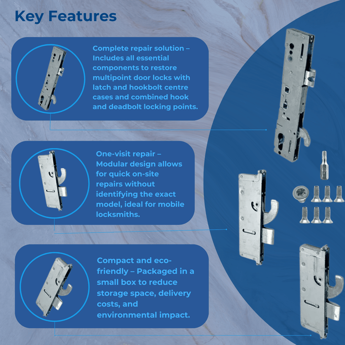 Multipoint 3 2 Hook, 2 hookbolt Refurbishment Kit – 35mm Backset – Multipoint Lock Repair Set