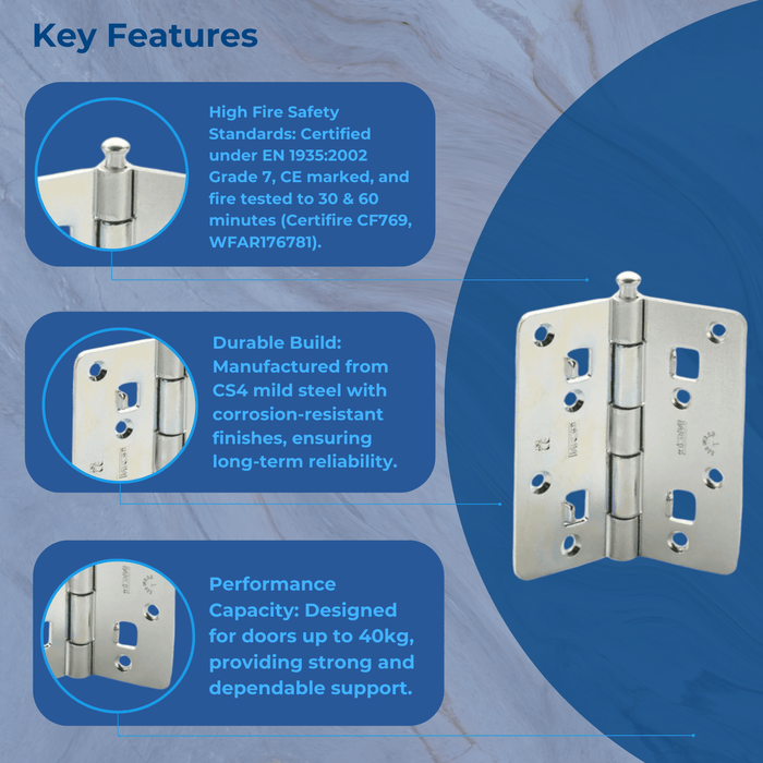 SECURITY BUTT HINGE 4542 3.9x3.5" GRADE 7 100X90MM