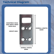 Lockmaster Milamaster French Door Single Slot Shoot Bolt Keep Metal Striker
