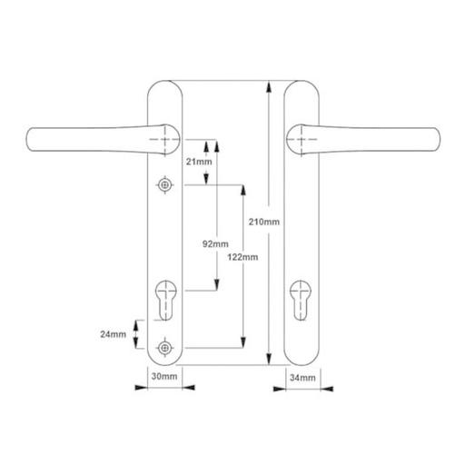 Hoppe Gold Tokyo PAS24 High Security uPVC Composite Door Handle Gold - SBD 122mm Screws