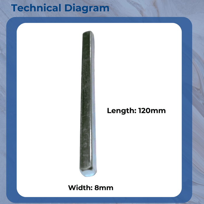 Door Handle Spindles 8mm Wide 120mm Length