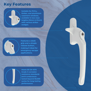 Maxim Cockspur Locking Window Handle – Right and Left-Handed for uPVC, Timber & Aluminium Windows